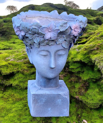 Petal-Shaped Cement Planter Floral Head Sculpture Pot Indoor & Outdoor Decorative Planter