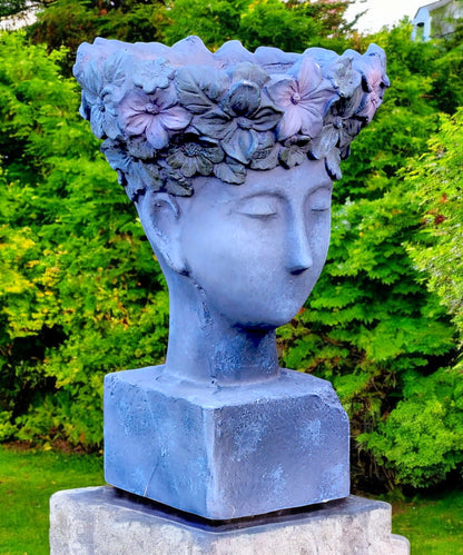 Petal-Shaped Cement Planter Floral Head Sculpture Pot Indoor & Outdoor Decorative Planter