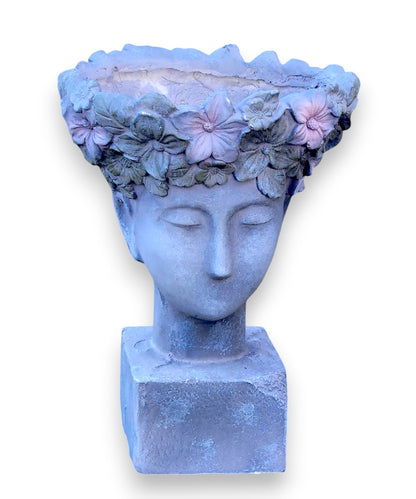 Petal-Shaped Cement Planter Floral Head Sculpture Pot Indoor & Outdoor Decorative Planter