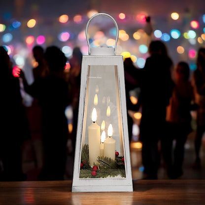 Crackle Glass Christmas Lantern with LED Lights - Rustic, Festive Decor | Divas World