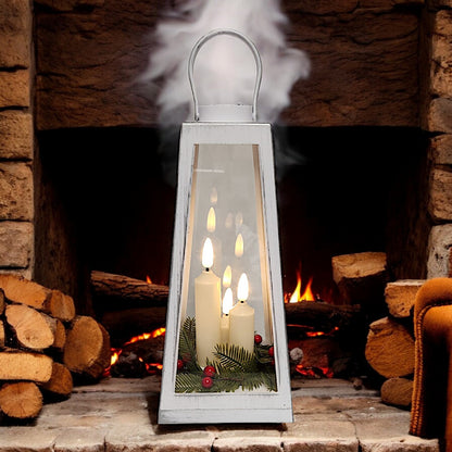 Crackle Glass Christmas Lantern with LED Lights - Rustic, Festive Decor | Divas World