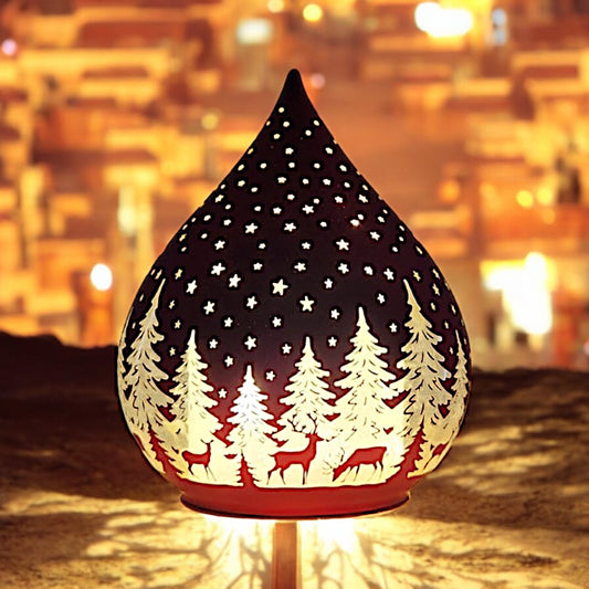 Hand-Painted Ceramic LED Lantern - Starry Night Design, 13cm