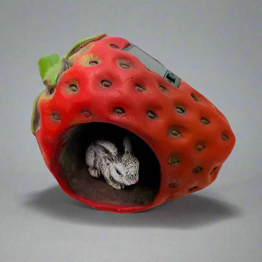 Rabbit in Strawberry Cement LED Garden Light