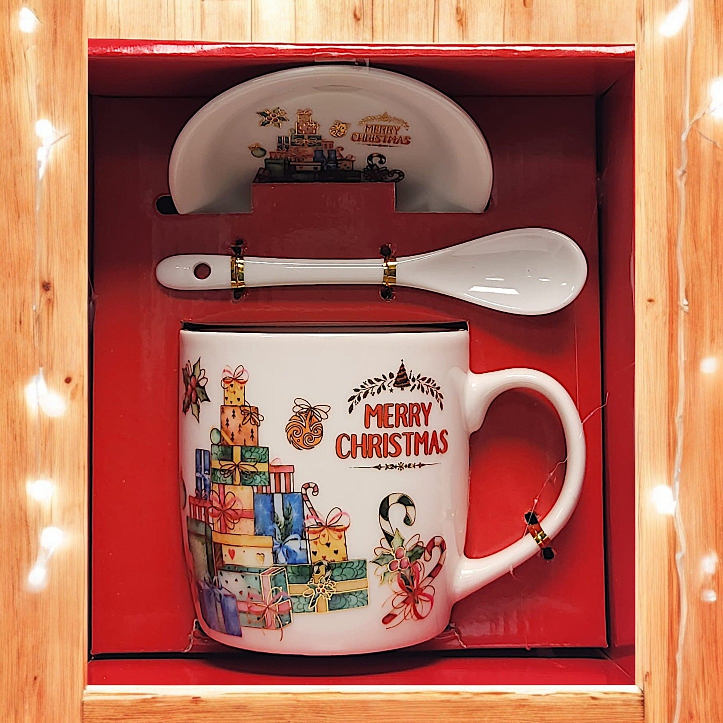 Festive Christmas Mug Sets with Saucer and Spoon - 4 Unique Designs