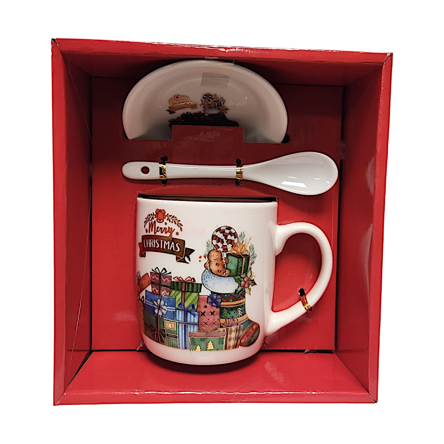 Festive Christmas Mug Sets with Saucer and Spoon - 4 Unique Designs