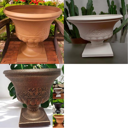 Elegant Garden Pedestal Planter  Classic Ornate Outdoor & Indoor Plant Pot (Height: 36cm,Diameter: 34cm)