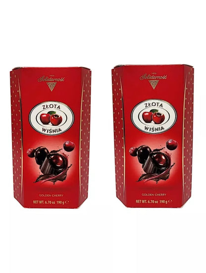 Solidarność Złota Wiśnia Golden Cherries in Liqueur Dark Chocolate | Luxury Cherry Chocolate Gift