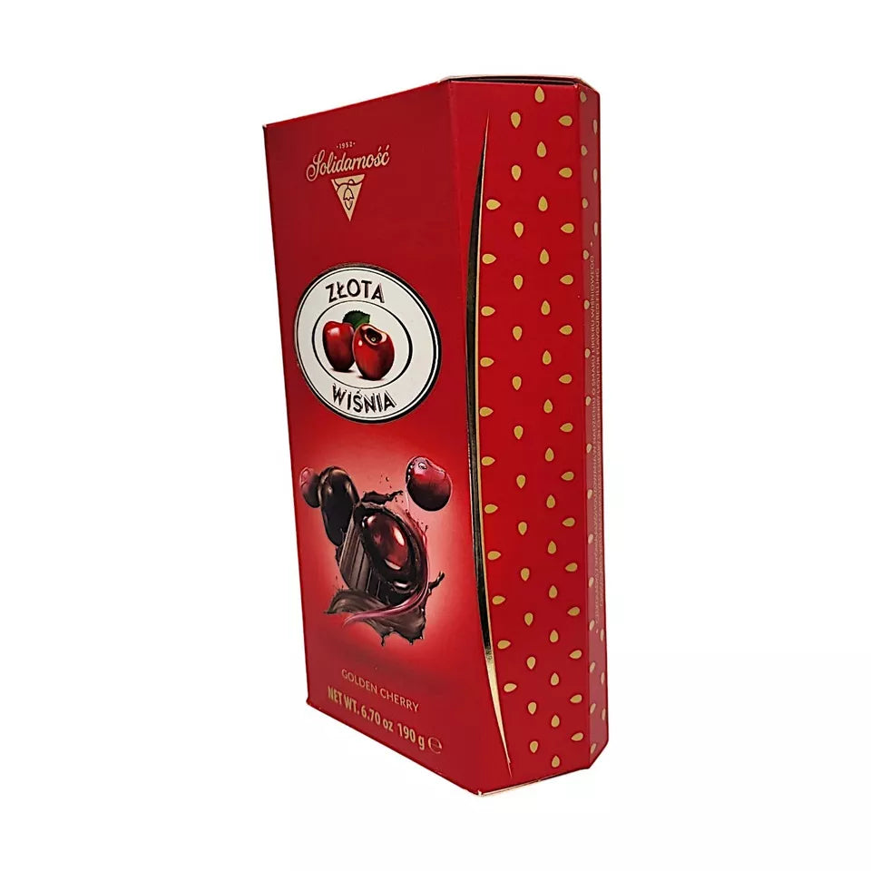 Solidarność Złota Wiśnia Golden Cherries in Liqueur Dark Chocolate | Luxury Cherry Chocolate Gift