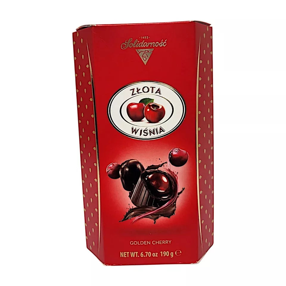 Solidarność Złota Wiśnia Golden Cherries in Liqueur Dark Chocolate | Luxury Cherry Chocolate Gift