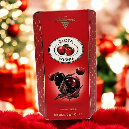 Solidarność Złota Wiśnia Golden Cherries in Liqueur Dark Chocolate | Luxury Cherry Chocolate Gift