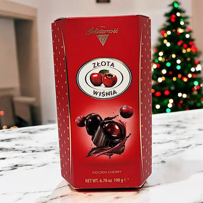 Solidarność Złota Wiśnia Golden Cherries in Liqueur Dark Chocolate | Luxury Cherry Chocolate Gift