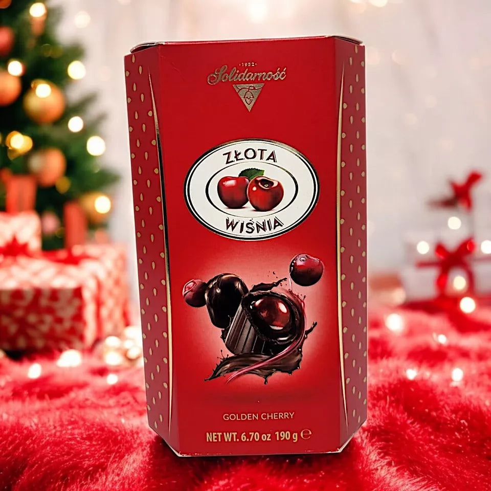 Solidarność Złota Wiśnia Golden Cherries in Liqueur Dark Chocolate | Luxury Cherry Chocolate Gift