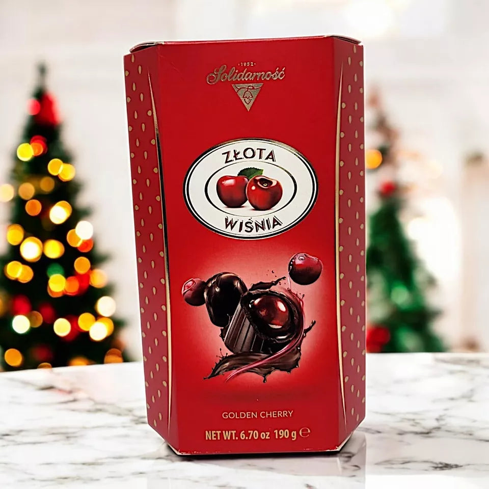 Solidarność Złota Wiśnia Golden Cherries in Liqueur Dark Chocolate | Luxury Cherry Chocolate Gift