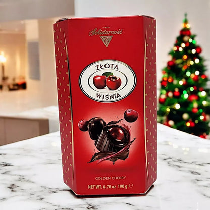 Solidarność Złota Wiśnia Golden Cherries in Liqueur Dark Chocolate | Luxury Cherry Chocolate Gift