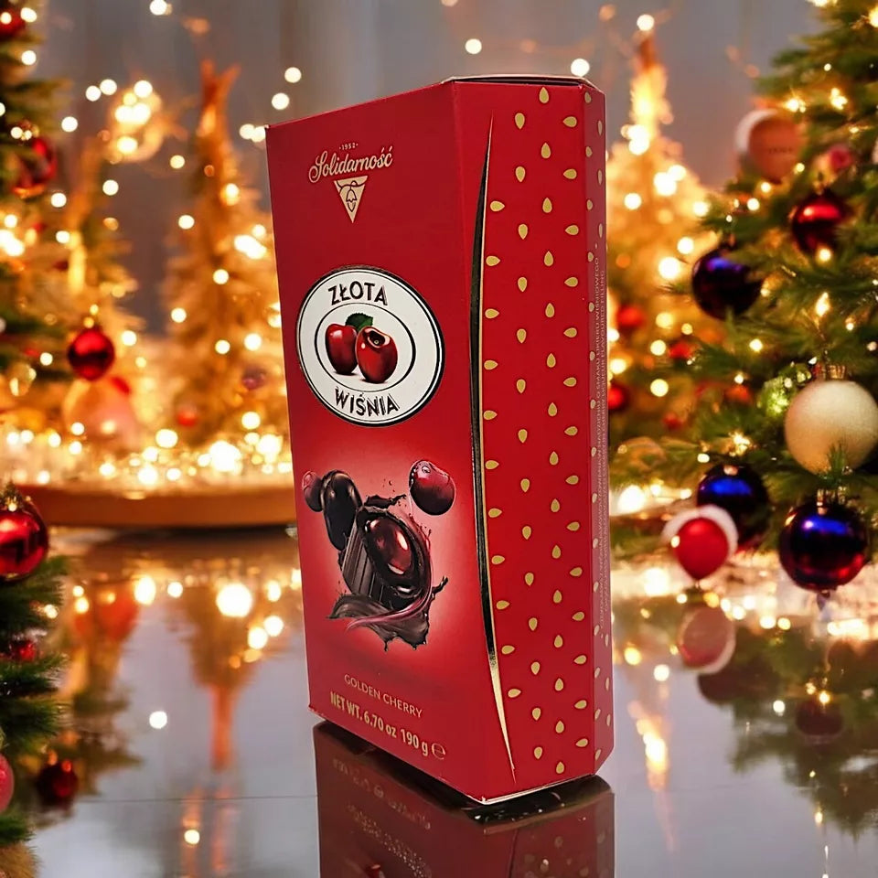 Solidarność Złota Wiśnia Golden Cherries in Liqueur Dark Chocolate | Luxury Cherry Chocolate Gift