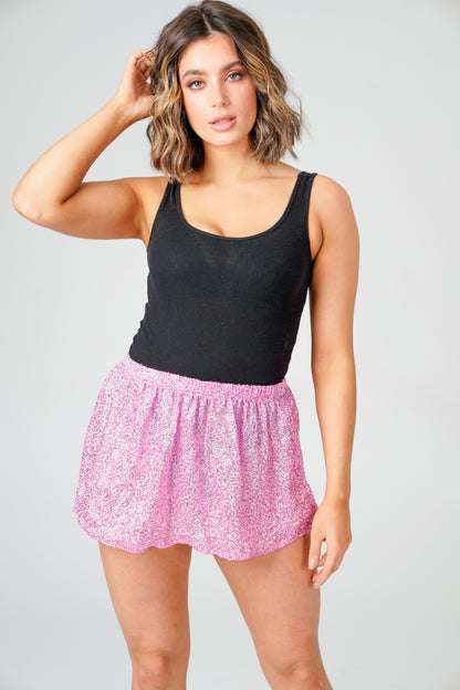 Jenny Pink Sequin Micro Mini Skirt