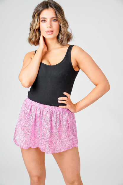 Jenny Pink Sequin Micro Mini Skirt