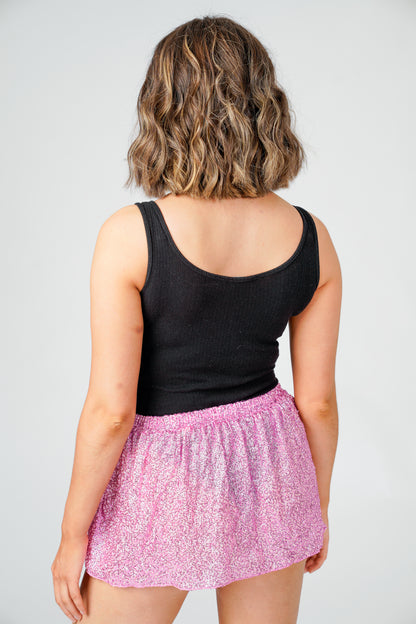 Jenny Pink Sequin Micro Mini Skirt