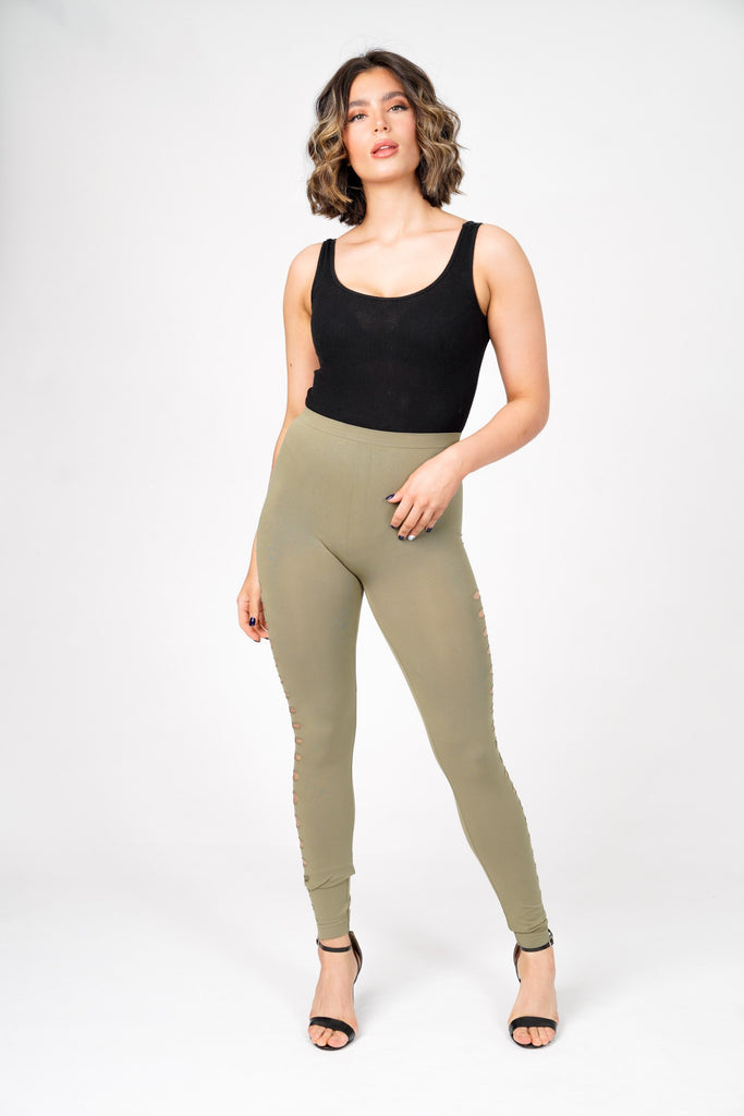 SATINA High Waisted Yoga Leggings with Pockets Super Soft  Reg & Plus Size  (Plus Size, Olive), Olive, One Size Plus 