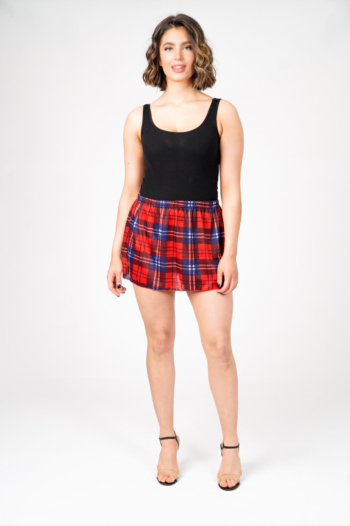 Lily Tartan Checks Flare Mini Skirt