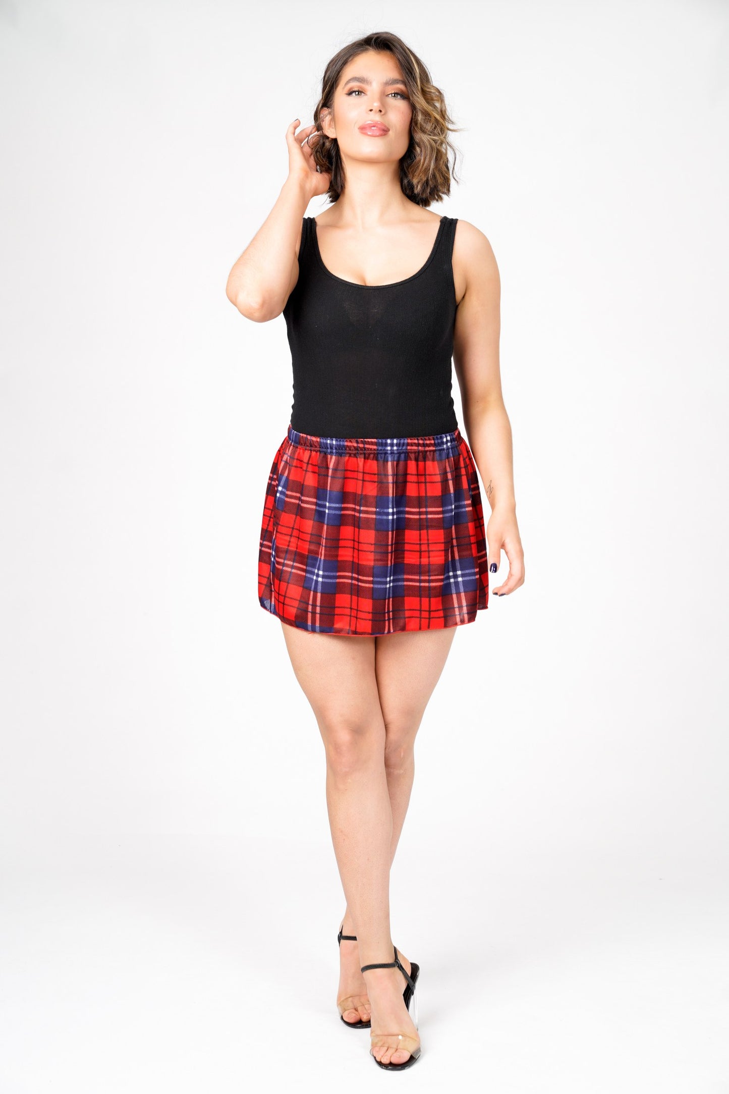 Lily Tartan Checks Flare Mini Skirt