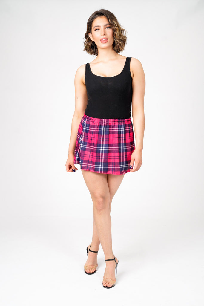 Lily Tartan Checks Flare Mini Skirt -Divas World Skirt
