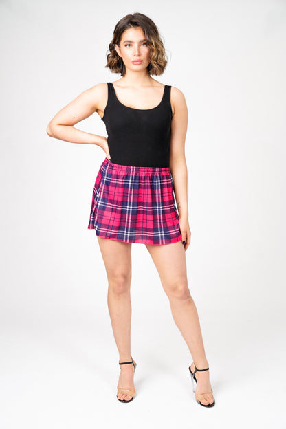 Lily Tartan Checks Flare Mini Skirt