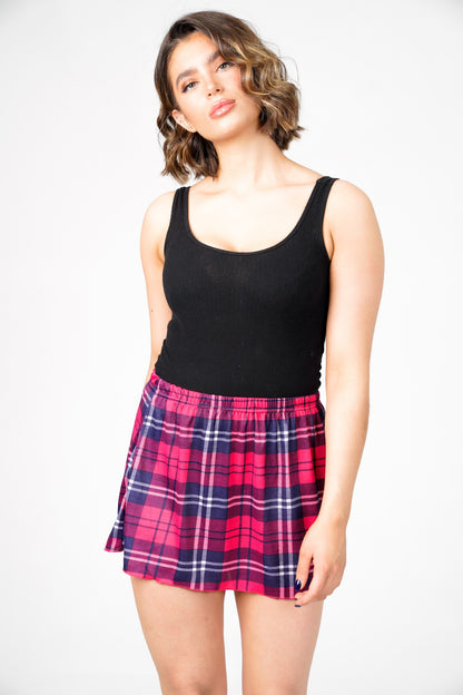 Lily Tartan Checks Flare Mini Skirt