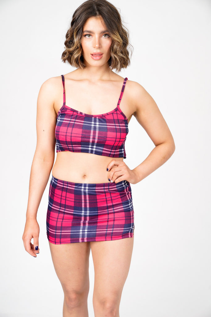 Plaid skirt outlet co ord