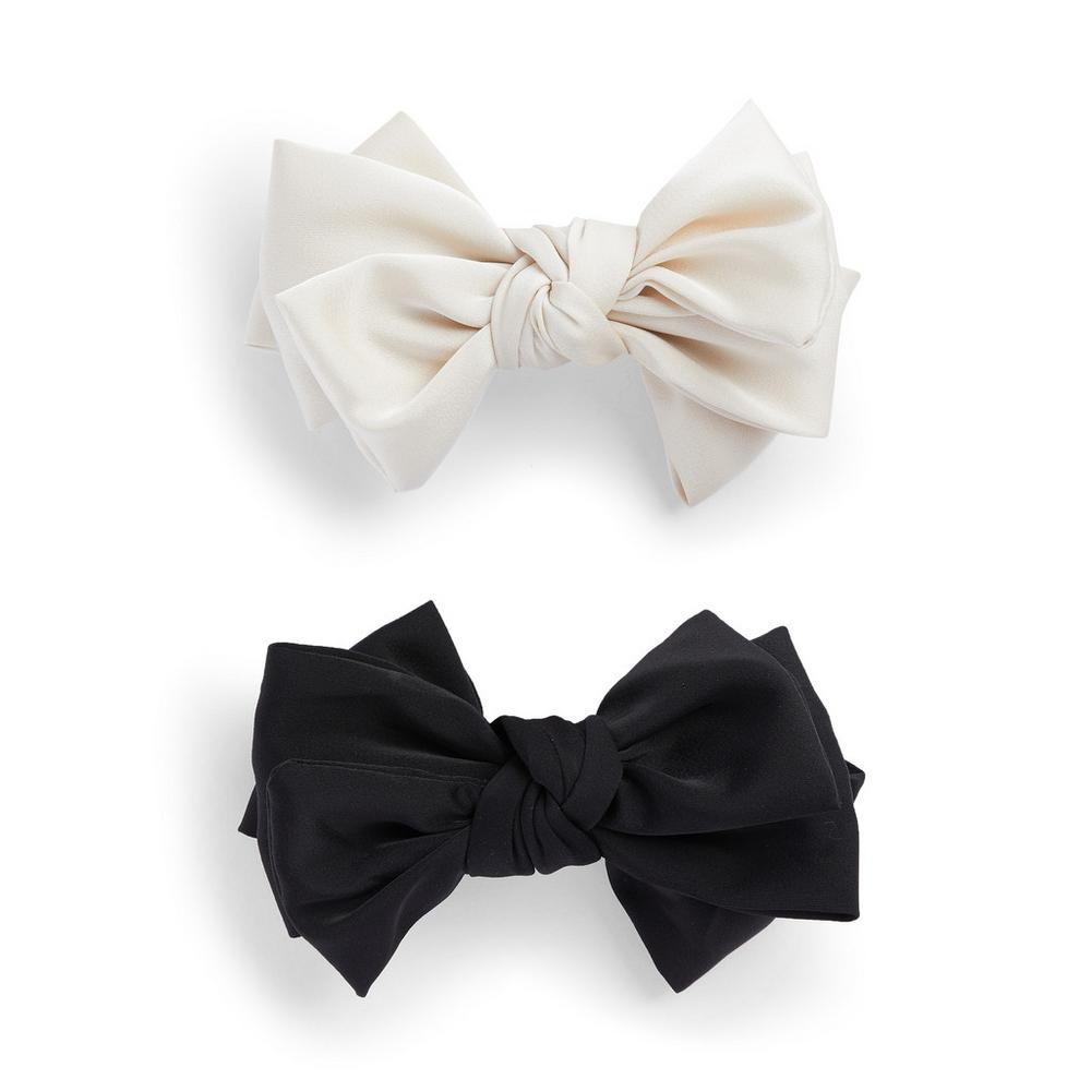 Monochrome Hair Bows 2 Pack