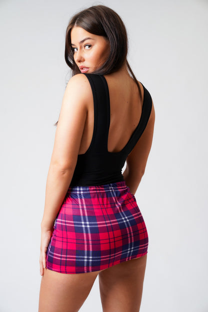 Mia Tartan Bodycon Mini Skirt