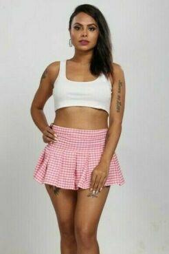 Pink and white check hotsell mini skirt