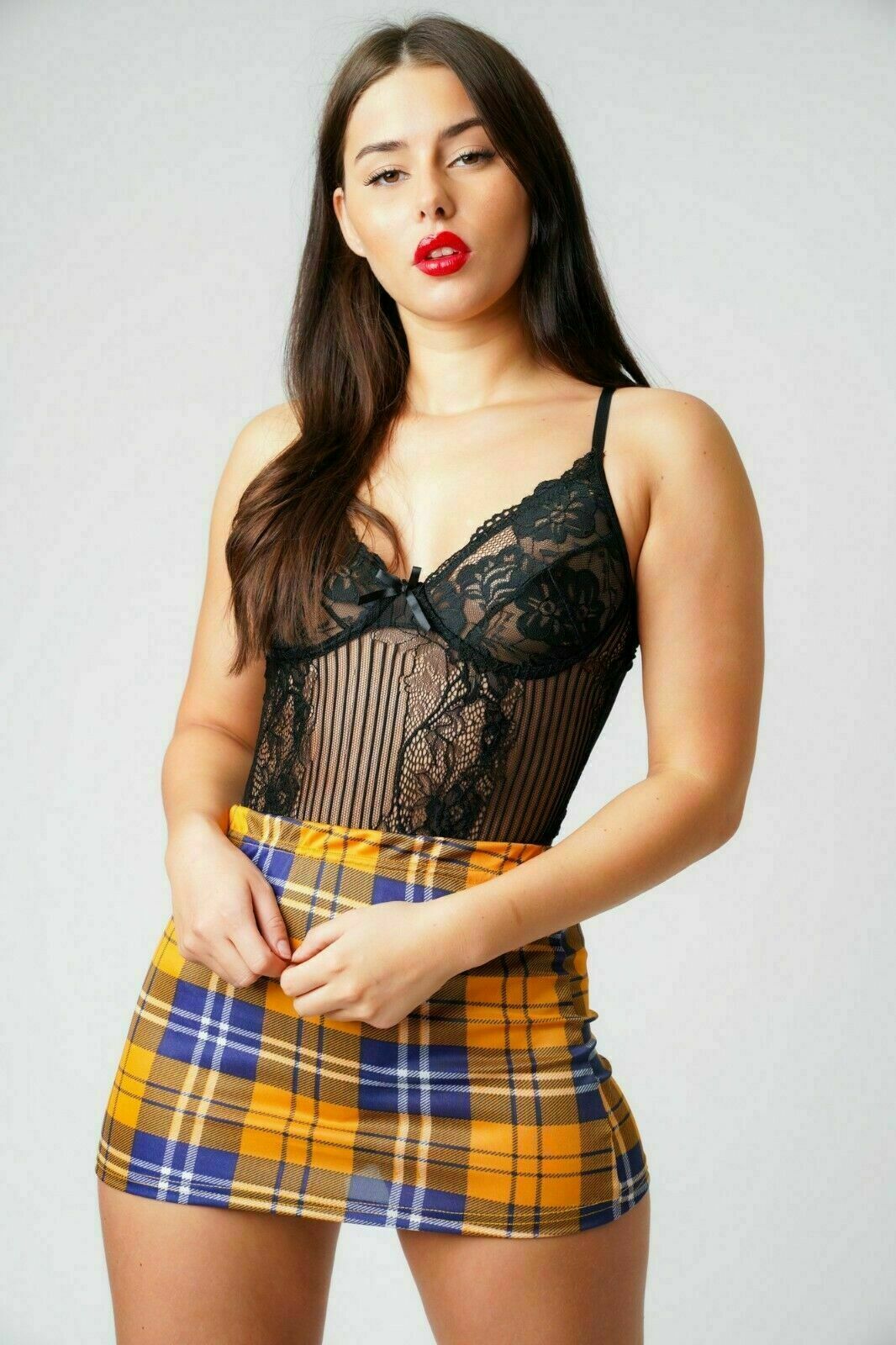 Tartan Yellow Bodycon Skirt