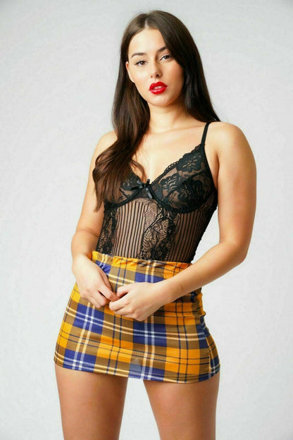 Tartan Yellow Bodycon Skirt