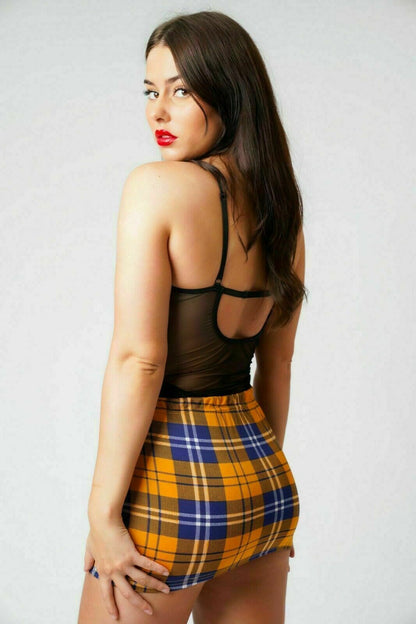 Tartan Yellow Bodycon Skirt