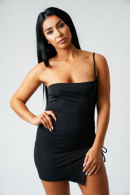 Black Ladder Slit Dress