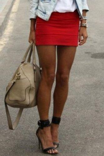 Red Lycra Box Mini Skirt