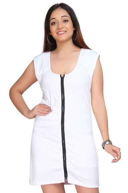 White Interlock Vest With Chain Dress