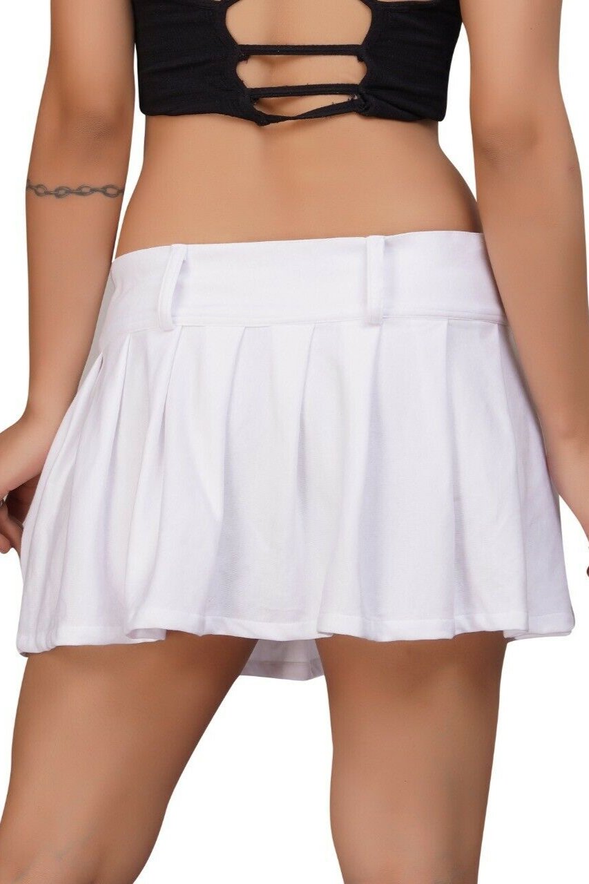 White Pleated Interlock School Girl Skirt