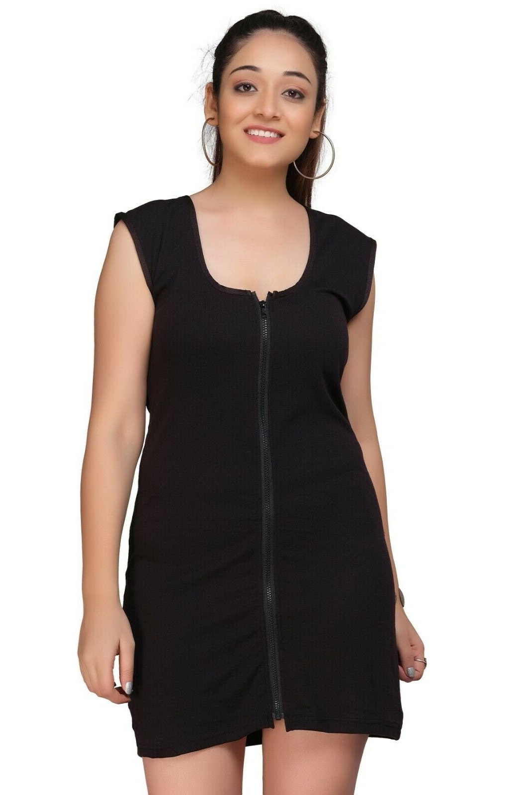 Black Interlock Vest With Chain Dress